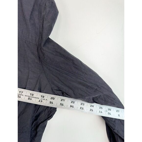 Eileen Fisher Grey Metallic Shimmer Crinkle Full Zip Jacket Long Sleeve - Picture 4 of 7